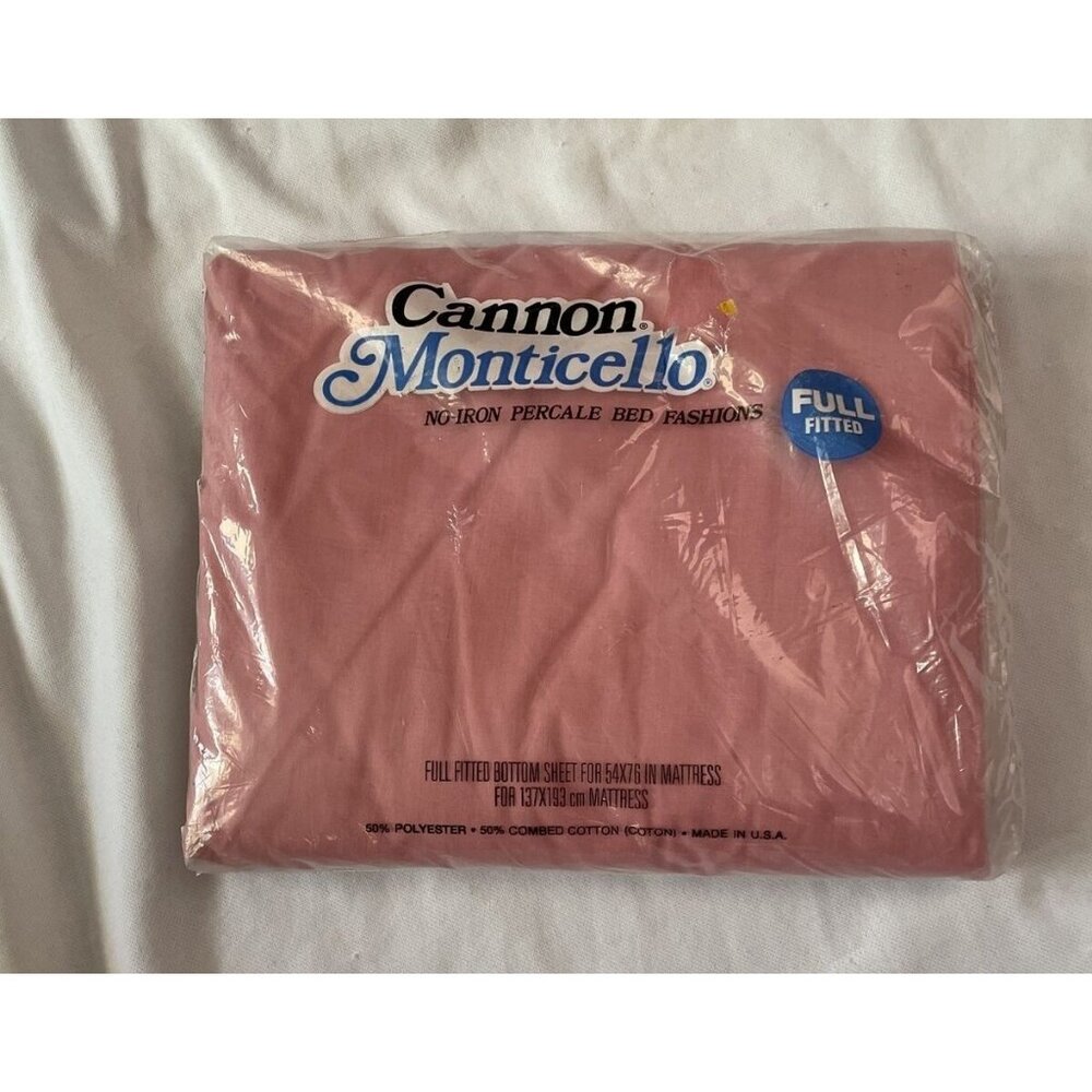 Cannon Monticello Full Fitted Bottom Sheet 54x76 No-Iron Percale 50/50 Cotton Po